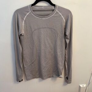 lululemon athletica Slim Striped Long-Sleeve Crew - Gray/White